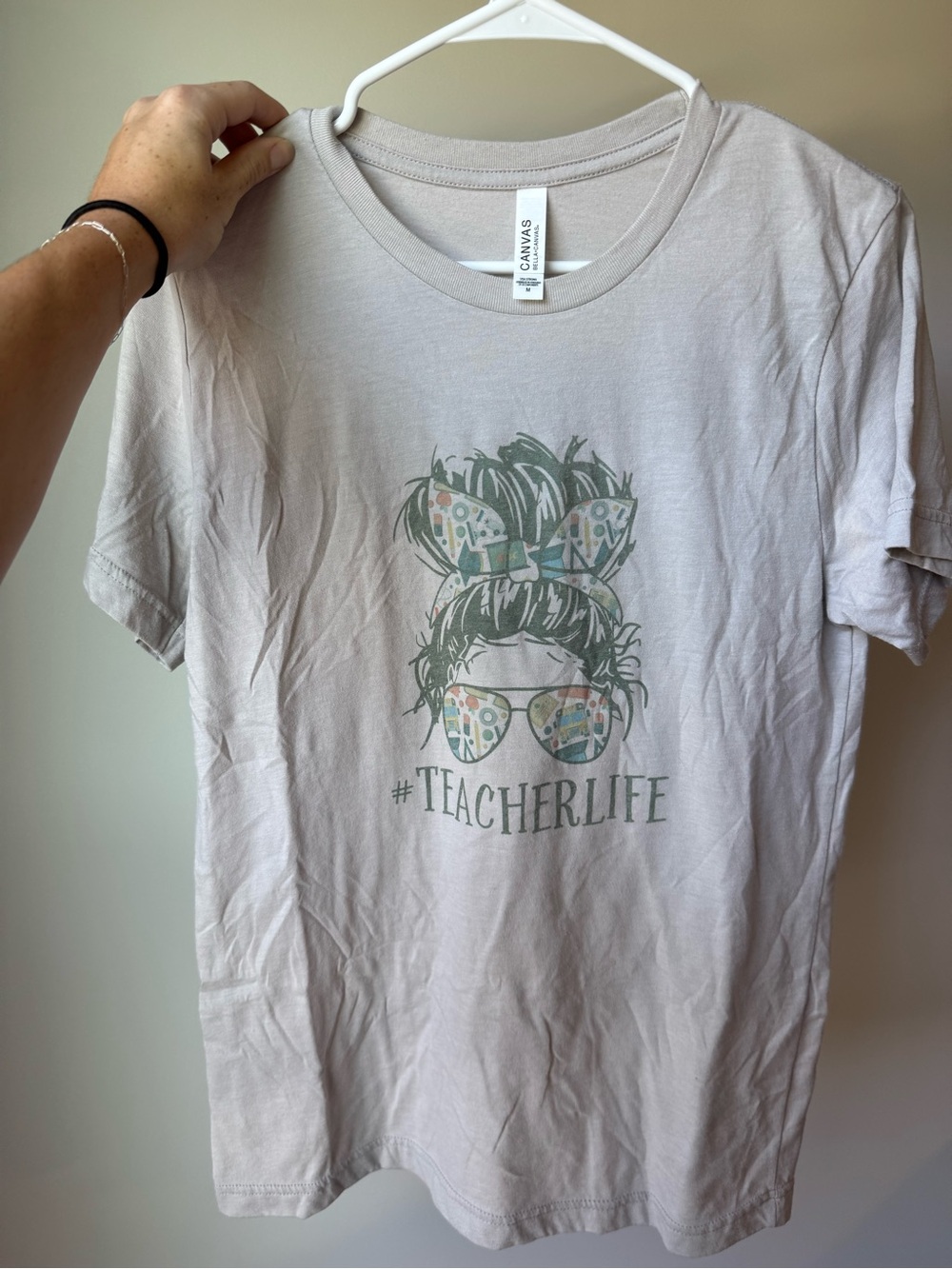 #TeacherLife Graphic Tee in Light Gray by Bella Canvas